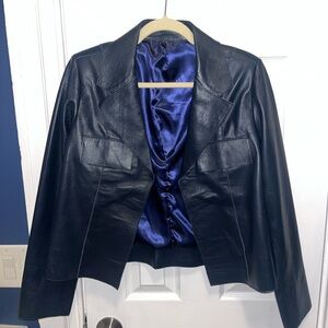 Navy Leather Jacket, size Small